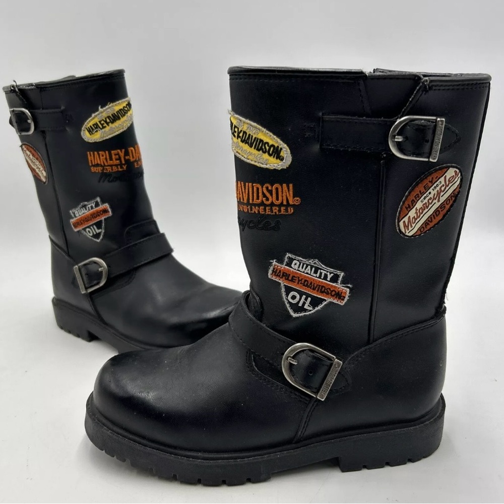 Harley Davidson Motorcycles Kid's Black Leather Boots Size 3